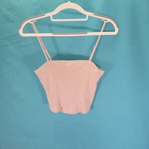 Ribbed Cotton Aerie Womens Square Neck Crop Top Adjustable Straps Size Small Pet